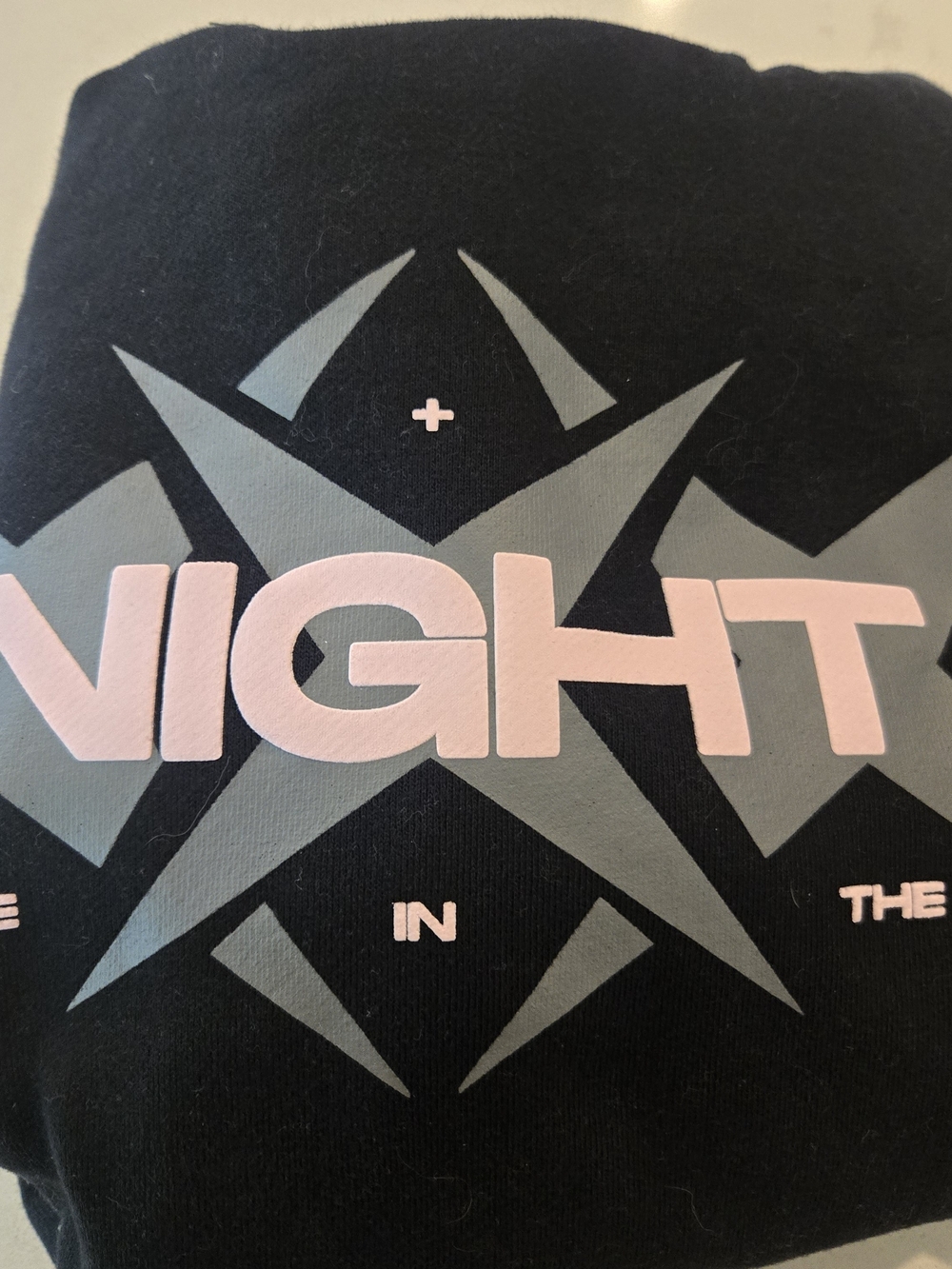 New PACSUN Graphic 'Night' Star Print Tee - Black with Pink & Gray
